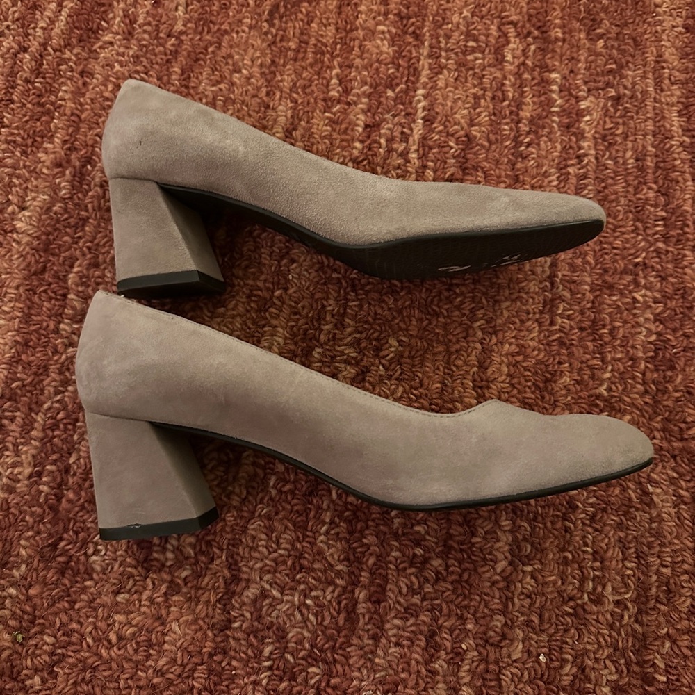 Stuart Weitzman Grey Block Heels Size 6.5